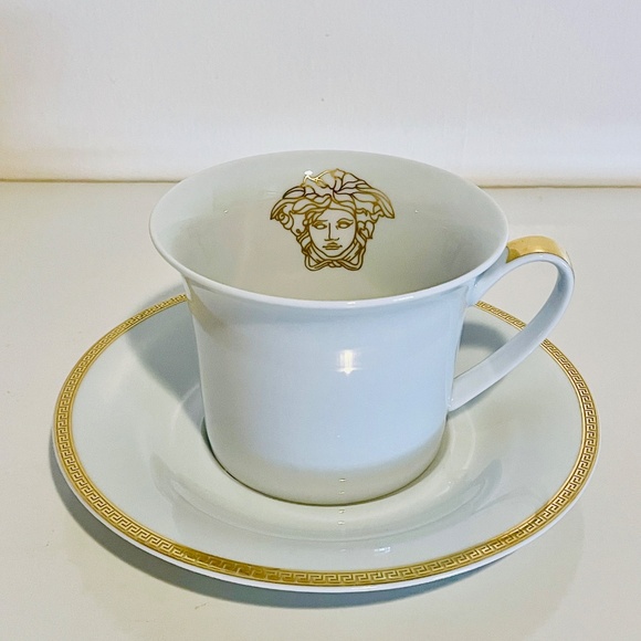 Versace x Rosenthal Medallion Meandre D'Or White & Gold Breakfast Cup and Saucer - Picture 12 of 15